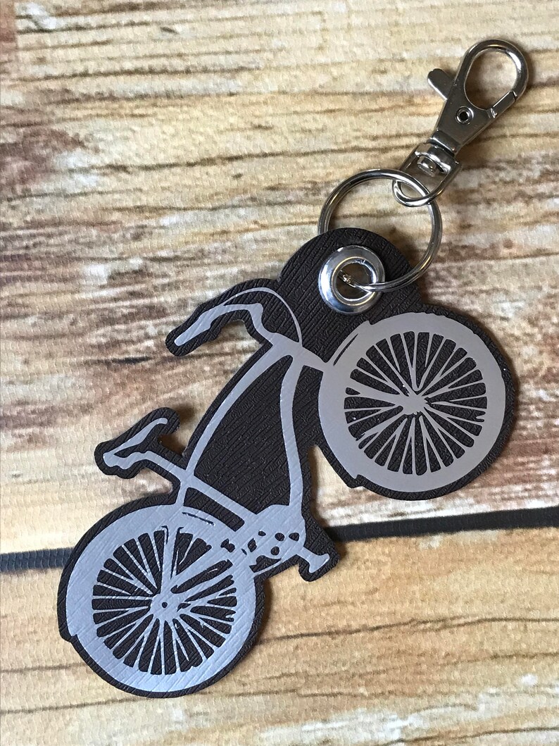 Faux Leather/vegan Bicycle Keychain Bike Townie Black Etsy