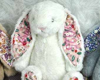 Personalized Embroidery Name Bunny, Bunny Toy,Custom Monogrammed Bunny Rabbit,Bunny Soft Plush Toy,Baby Shower Gift