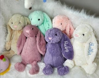 Baby Shower Gift, Custom Monogrammed Bunny Rabbit, Personalized Embroidered Bunny, Soft Plush Toy, Baby Gift, Newborn Gift, Flower Girl Gift