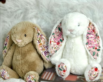 Personalized Embroidered Bunny Rabbit,Custom Monogrammed Bunny Rabbit,Bunny Soft Plush Toy,New Baby Gift, Christmas Gift for Kids Girls Boys