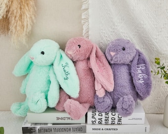 Personalized Plush Bunny Rabbit,Embroidered Bunny Rabbit,Monogrammed Bunny,Bunny Soft Plush Toy,Toddler Gift, Nursery Decor
