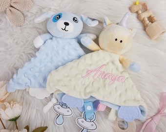 Coperta per neonati personalizzata a forma di animale, copertina per neonati con nome ricamato, coperta per neonati a forma di animale, copertina di sicurezza, regalo per baby shower, regalo per neonati