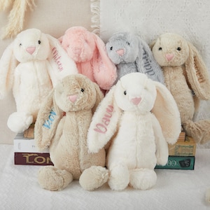 Personalized Embroidered Bunny Rabbit ,Custom Monogrammed Bunny Rabbit,Personalized Bunny,Bunny Soft Plush Toy,Flower Girl Gifts
