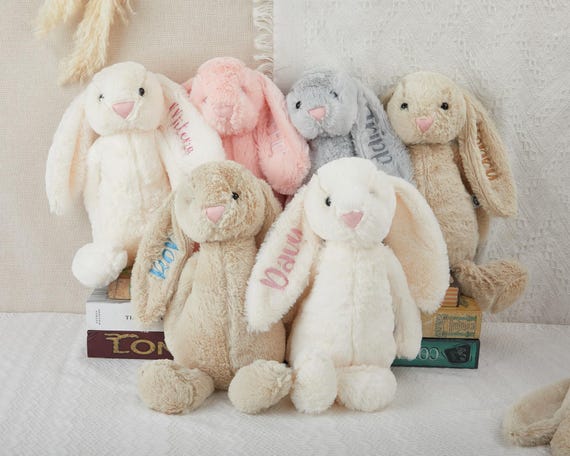 Personalized Embroidered Bunny Rabbit ,Custom Monogrammed Bunny Rabbit,Personalized Bunny,Bunny Soft Plush Toy,Flower Girl Gifts