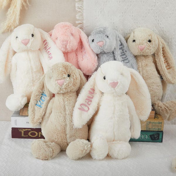 Personalized Embroidered Bunny Rabbit ,Custom Monogrammed Bunny Rabbit,Personalized Bunny,Bunny Soft Plush Toy,Flower Girl Gifts