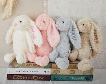 Personalized Embroidered Bunny Rabbit, Custom Monogrammed Bunny Rabbit,Bunny Soft Plush Toy,Newborn Baby Gift,Stuffed Animal,Gift For Kid