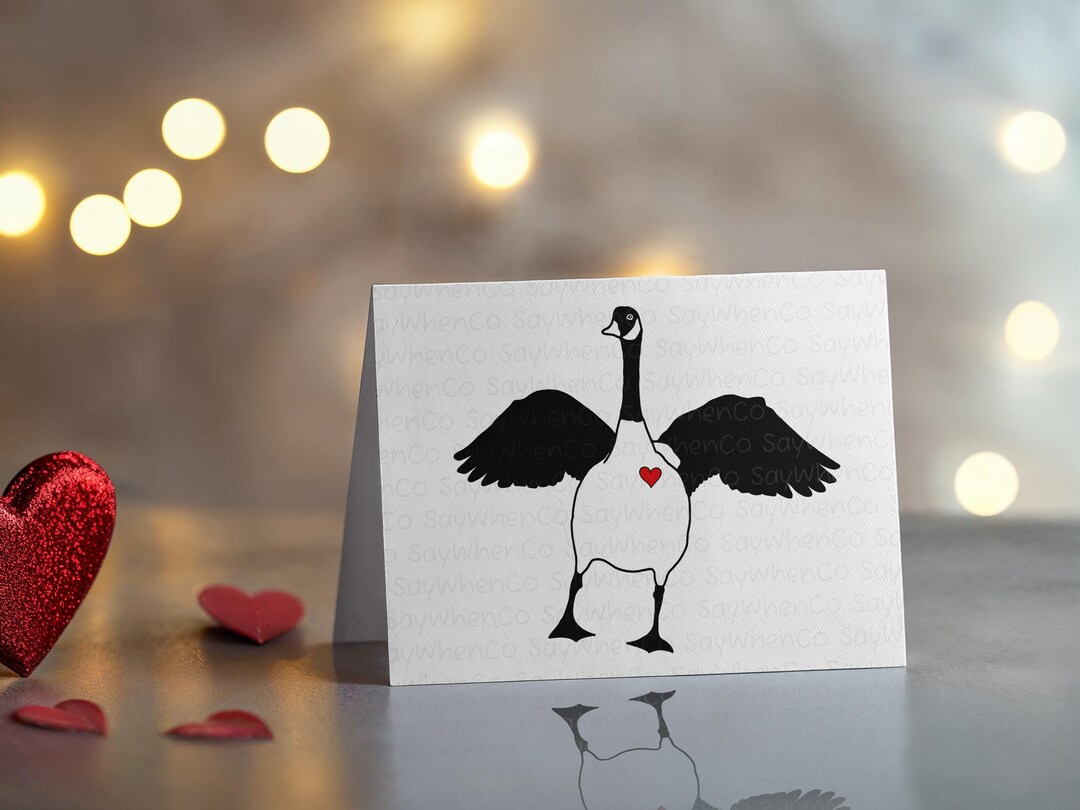 Goose Envelope Goose Valentine Greeting Card - Both Color or Black & White - 5 X 7 W ...