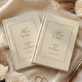Linen Wedding Vow Books Set – Minimalist His and Her Vows, Custom Logo Keepsake, Personalized Vow Books, Easy to Hold, Gift for Bride Groom