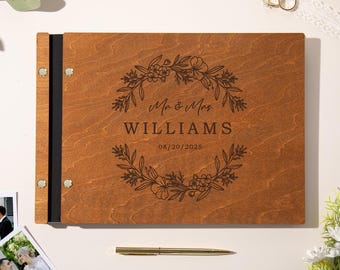 Personalized Wedding Guestbook, Wooden Guest Book, Custom Photo Album, Photobooth Guestbook, Rustic Sign Book for Reception
