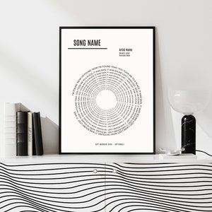 Custom  Lyrics Print, Personalised Music Poster, Customizable Music Gift, Anniversary Gift,Music Gift, Wedding Song Dance,Digital Download
