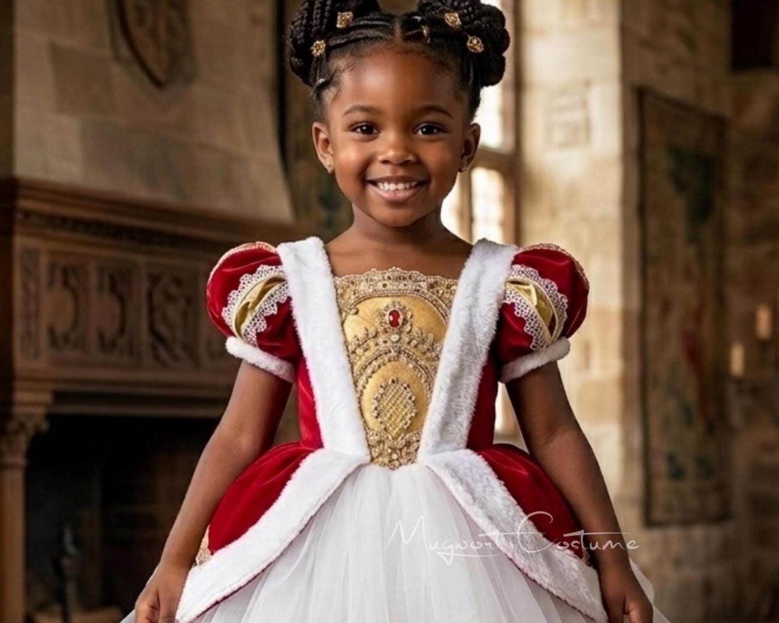 Red Princess Birthday Girl Costume, First Christmas Baby Dress, Medieval Toddler Dress, Holiday Outfit