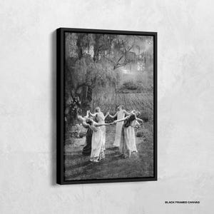 Vintage Witches Print, Circle Of Witches Poster, Women Dancing Wall Art, Black and White, Witch Decor, Witch Art Print, Gothic Home Decor