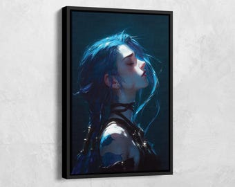 Arte murale di Jinx, poster della seconda stagione di Arcane, tela artistica di Jinx, poster del film Arcane, poster di Jinx, poster della serie TV, regali per i fan di Jinx, decorazioni per videogiochi