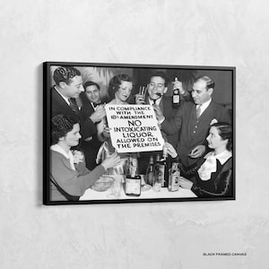 Znak zakazu sprzedaży alkoholu, sztuka ścienna z zakazem, sztuka czarno-biała, sztuka Speakeasy, sztuka ścienna do kuchni, dekoracja ścienna do baru, dekoracja wózka barowego, Speakeasy