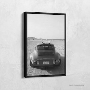 Vintage Car Poster, Vintage Porsche Canvas, Black and White, Car Photography Print, Classic Car Wall Art, Luxury Art, Automotive Decor