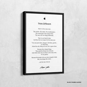 Steve Arbeitsplätze Zitat Druck, Apple Think Anders Leinwand, Motivation Wandkunst, Motivationszitat Poster, Geschenke für Apfelliebhaber, Bürodekoration
