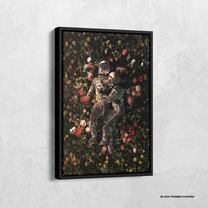 Poster di coppia di astronauti della NASA, tela con amante degli astronauti, stampa di fiori e coppie, regalo per gli amanti degli astronauti, poster di fantascienza, poster di amore nello spazio