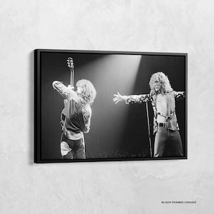 Jimmy Page and Robert Plant Print, Led Concert Poster, Black White Rock Music Photo, Rock Music Concert Canvas, Rock Music Art