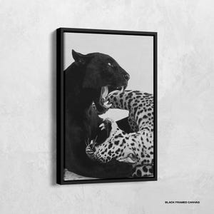 チーターとジャガーのウォールアート、パンサーキャンバス、1950年代のファッションプリント、白黒、ビンテージ写真、レトロポスター