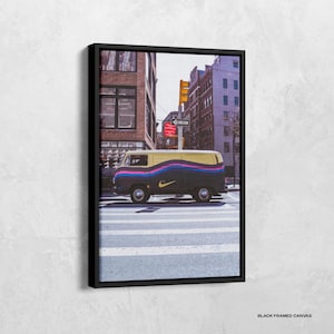 Impresión de furgoneta publicitaria retro, póster de zapatillas retro, lienzo de camión de zapatillas, arte urbano vintage, póster estético, arte mural de Hypebeast