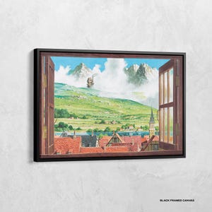 Howls Moving Castle Wall Art, Japanese Anime Poster, Ghibli Art Print, Anime Movie Poster, Howl&#39;s Moving Castle Canvas, Miyazaki Fan Gift