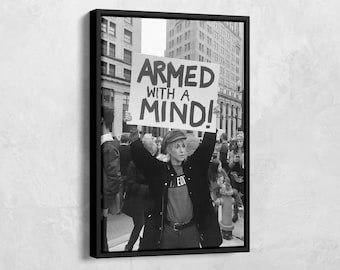 Armed With a Mind Poster, Feminist Photo Print, Woman Protest Wall Art, Black and White, Feminist Poster, Empowered Women, Girl Room Decor