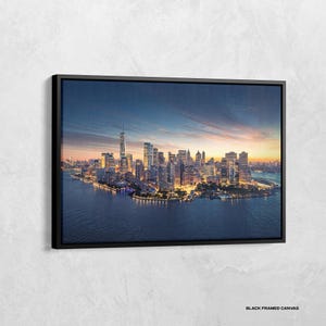 Art de la ligne d'horizon de New York, toile paysage urbain, paysage d'horizon de New York, affiche de New York, impression paysage de New York, art mural coucher de soleil, art mural paysage urbain