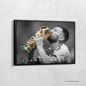 LIONEL MESSI Canvas, World Cup 2022 Poster, Argentina Football Legend, Soccer Player Poster, Soccer Gift, Sport Decor, Messi Qoute Print