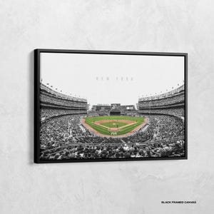Yankee Stadium Black White Canvas, Yankee Stadium Print, New York Gifts, Sport Poster, New York Baseball, Baseball Wall Art, Stadium Decor
