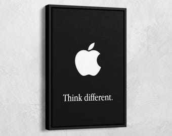 Think Different Poster, Apple Logo Print, Think Different Canvas, Motivational Canvas, Steve Jobs Art, Apple Logo Wall Art, Office Decor
