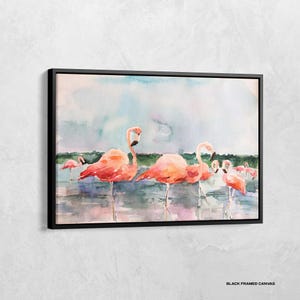 Póster de flamenco en acuarela, impresión artística de flamenco, lienzo de flamenco rosa, estampado animal, póster de flamenco, decoración animal, regalos de flamenco