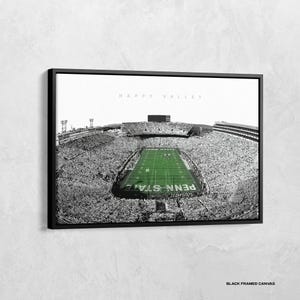 Lienzo del estadio Beaver de Penn State, impresión en blanco y negro de los Beaver Lions, póster de fútbol americano, arte mural del estadio, regalos de Penn State College, decoración del estadio