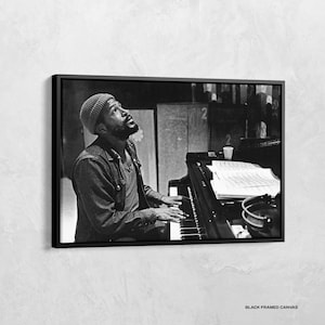 Marvin Gaye Playing Piano Poster, Marvin Gaye Piano Canvas, Marvin Gaye Print, Marvin Gaye Portrait, Music Room Wall Art, Music Lover Gift