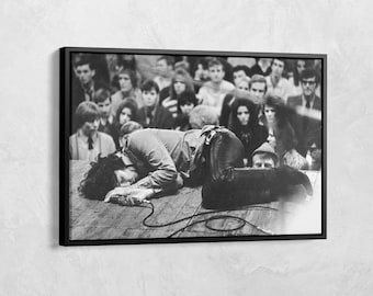 Jim Morrison On The Stage Poster, Jim Morrison Canvas, Rock Star Print, Vintage Concert Photography, Music Room Wall Art, Music Lover Gift