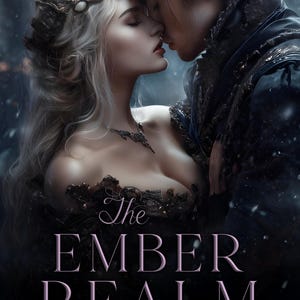 K&ouml;nnte beinhalten: Buchcover f&uuml;r "The Ember Realm" von Paige Turner. Das Bild zeigt ein sich umarmendes Paar, wobei die Frau einen geschm&uuml;ckten Kopfschmuck tr&auml;gt. Der Titel ist in gro&szlig;en, eleganten Buchstaben gehalten, mit "Book 1 in the Fated Series" unten.