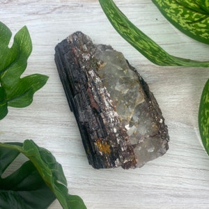 Black Tourmaline ~ Black Tourmaline from Brazil ~ Raw Black Tourmaline with Mica ~ Raw Mineral Specimen Natural Crystal Gemstone
