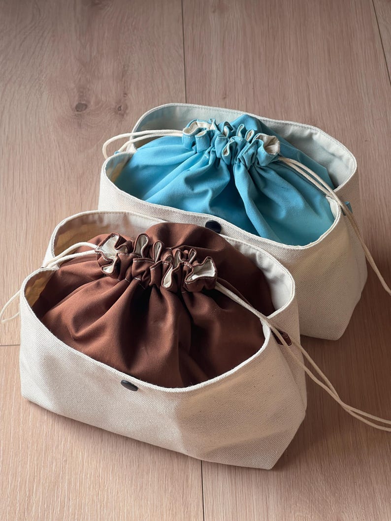 Canvas Drawstring Bag Organizer: Tote Insert With Pockets - Etsy