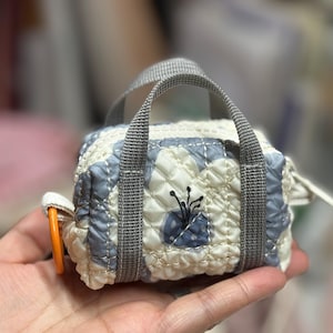 Mini bolsa tote acolchoada, estojo para AirPods, pingente para bolsa, porta-moedas
