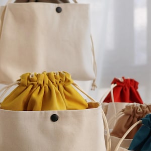 Canvas Drawstring Bag Organizer: Purse Insert, Shoulder Bag