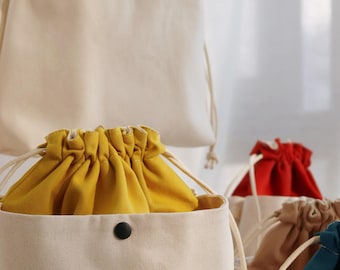Canvas Drawstring Bag Organizer: Purse Insert, Shoulder Bag