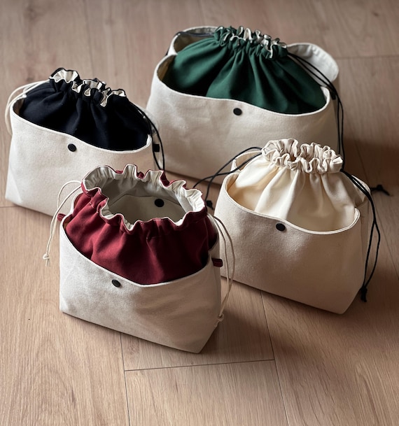 Canvas Drawstring Bag Organizer: Tote Insert with Pockets