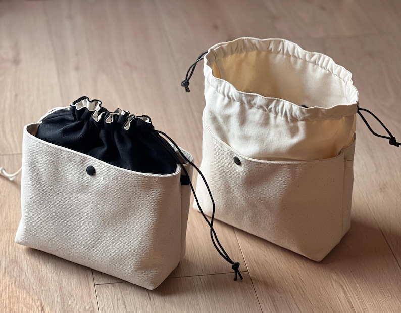Canvas Drawstring Bag Organizer: Tote Insert with Pockets image 7