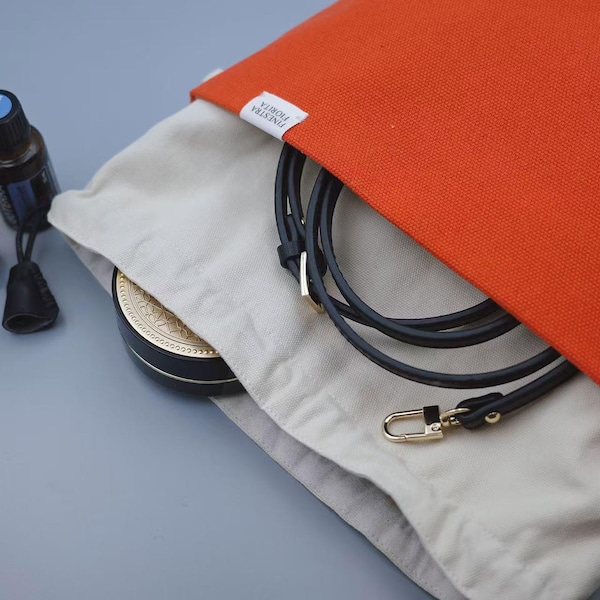 コットンキャンバスプロジェクトバッグ：巾着付きハンドバッグトートオーガナイザー