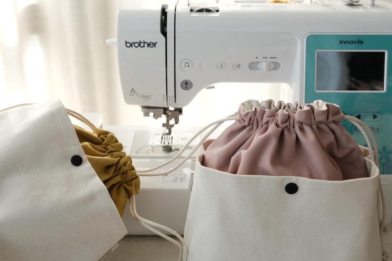 Canvas Drawstring Bag Organizer: Tote Insert with Pockets image 3