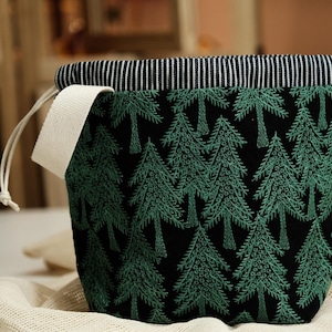 Bolsa para proyectos de bordado forestal / Bolsa de tejido con cordón / Bolsa de almacenamiento de crochet / Organizador de manualidades