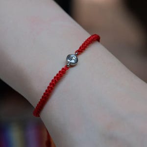 Red String Bracelet: Zircon Charm, Handwoven Protection Jewelry
