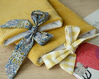 Custom Corduroy E-reader Sleeve with Bow Tie Closure, Padded Kindle Cover