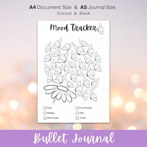 Butterfly Mood Tracker, Printable Journal Page, Wellness Diary, Mood Journal Page, Butterfly Journal