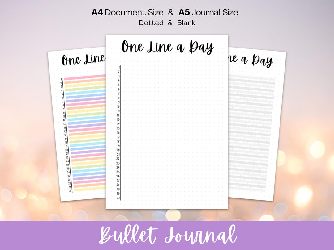 Monthly One Line a Day Tracker, Printable Journal Page, One Line a Day
