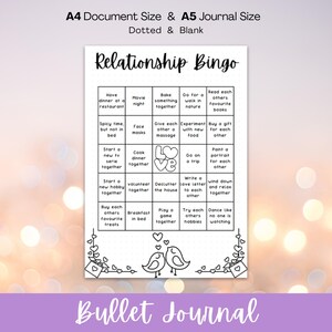 Bingo de relacionamento, página de diário para impressão, diário de relacionamento, bingo de bem-estar, diário de bem-estar, jogo de bingo de relacionamento